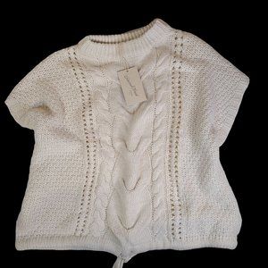 Universal Thread Womens Cable Knit Crew Neck Oversized Sweater Vest Cream Size M